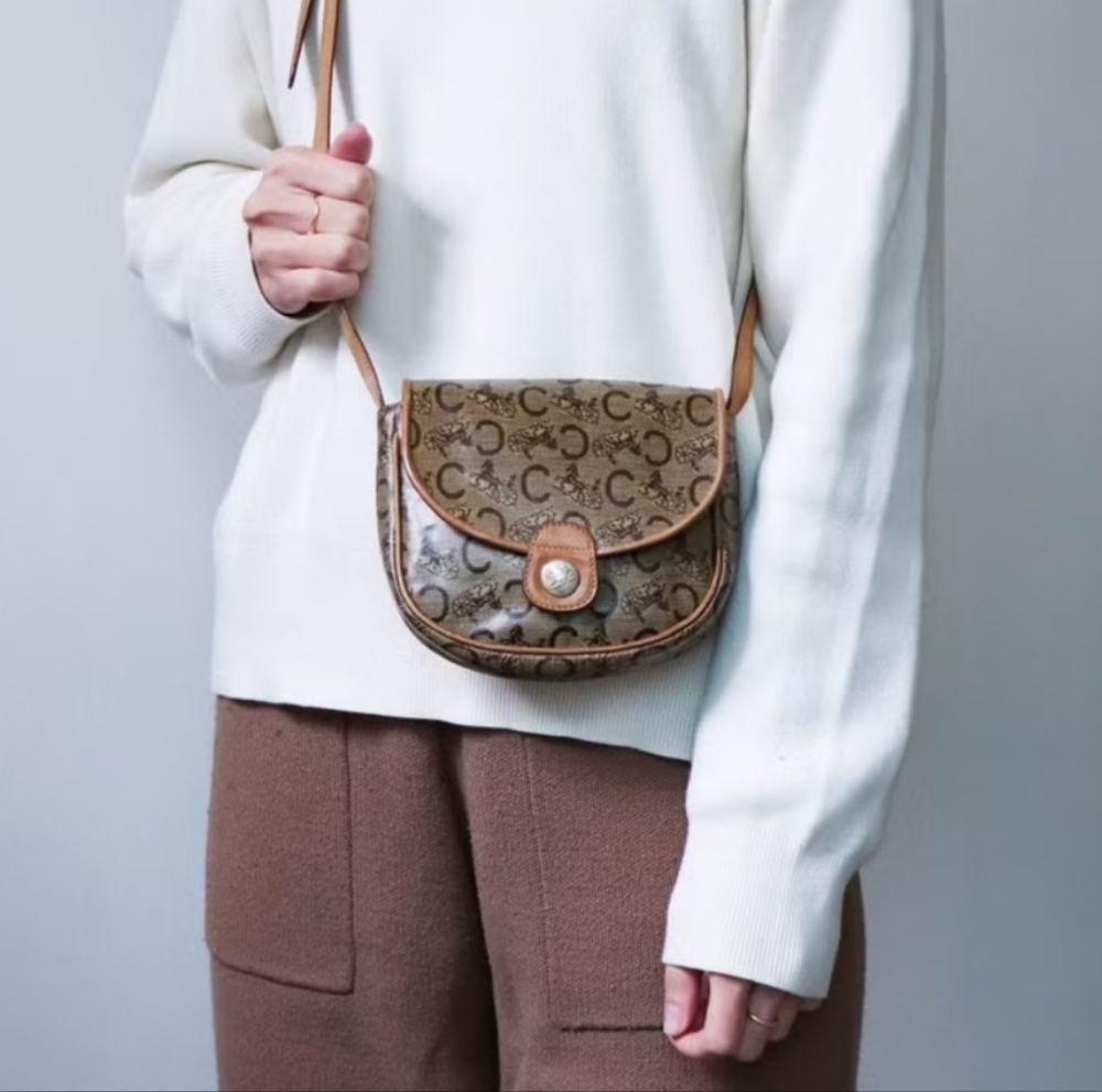 Rare Collectible Leather Horse Pocket Monogram Crossbody Bag purse - Picture 3 of 12